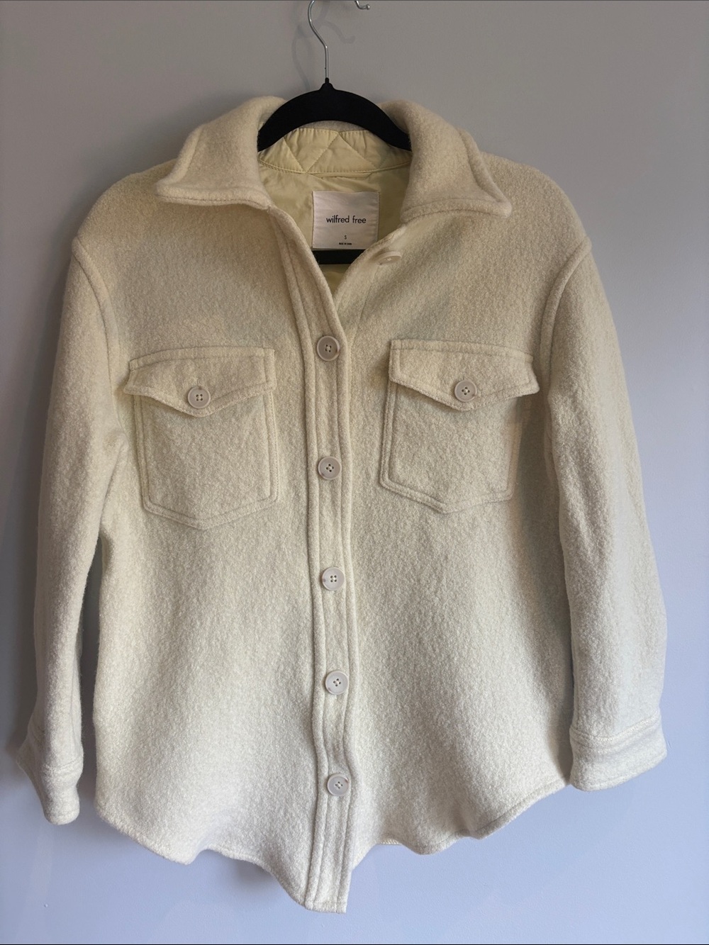 Aritzia Wilfred Free The Ganna Shirt Jacket | Cream | Size S | Wool Shacket